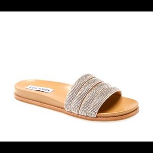 Steve Madden drips rhinestone slide sandal. Never been worn!